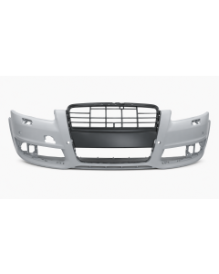 Voorbumper met PDC en koplampsproeiergaten in primer voor Audi A6 C6 2008-2011