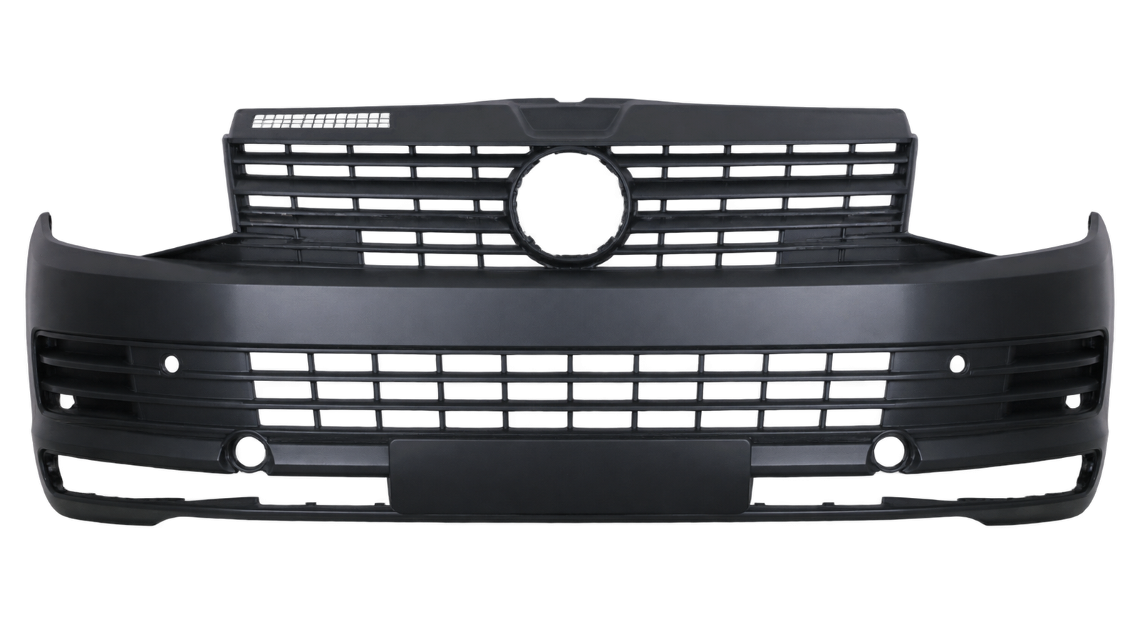 Voorbumper met 2 PDC-gaten en mistlampgaten zwart voor Volkswagen Transporter 2015-2019